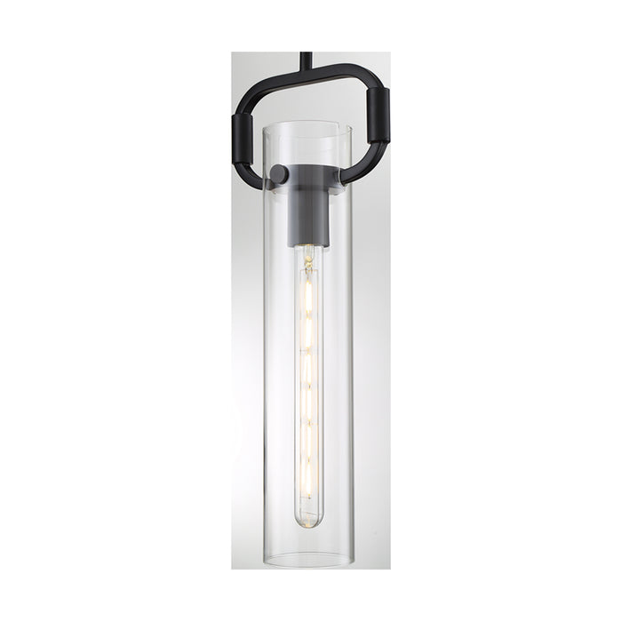SATCO/NUVO Teresa 1-Light Cylinder Pendant Fixture Matte Black Finish With Clear Glass (60-7153)