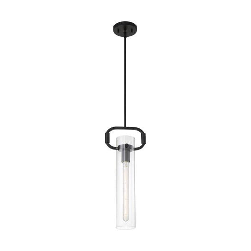 SATCO/NUVO Teresa 1-Light Cylinder Pendant Fixture Matte Black Finish With Clear Glass (60-7153)