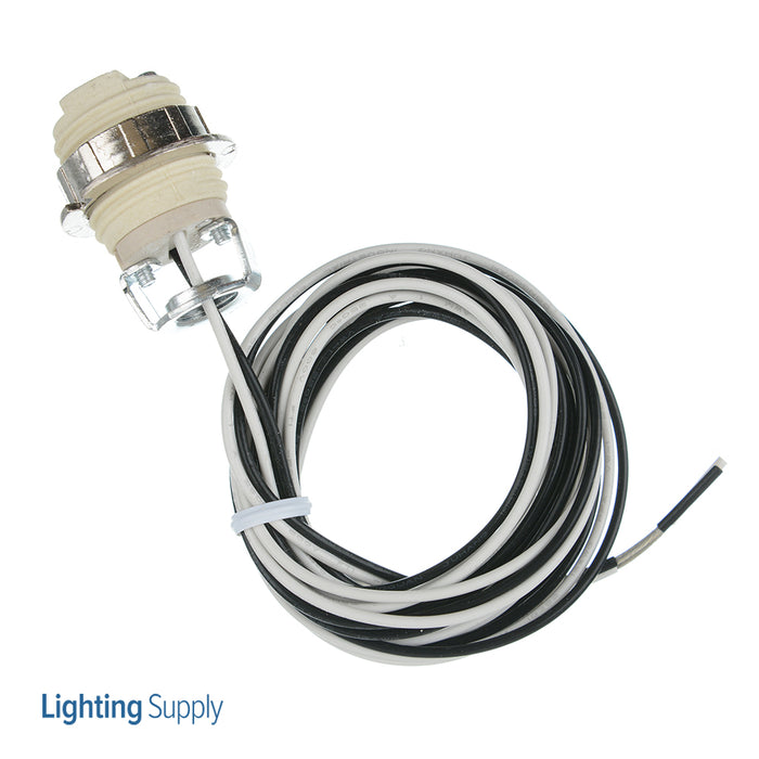 SATCO/NUVO Threaded G-9 Porcelain Socket 72 Inch Leads With Ring UL 10362 Leads 1/8 IP Hickey Inside Extrusion Double Leg 660W 250V (80-1590)