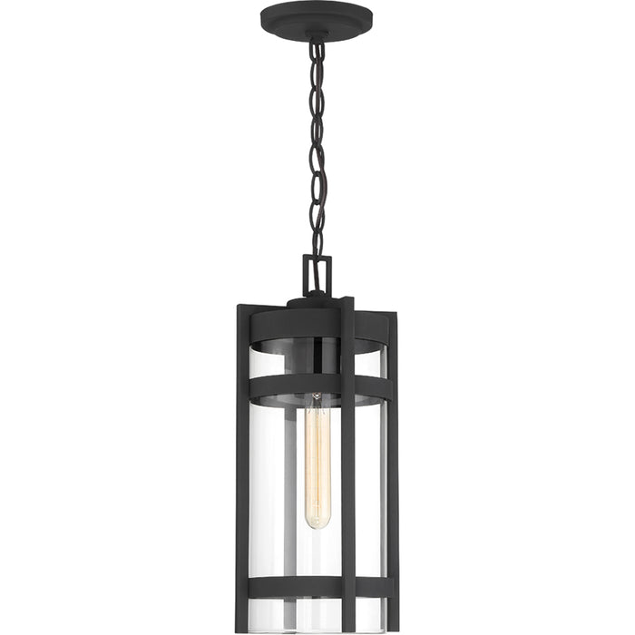 SATCO/NUVO Tofino 1-Light Hanging Lantern Textured Black Finish With Clear Seeded Glass (60-6574)