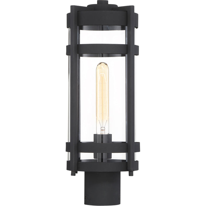 SATCO/NUVO Tofino 1-Light Post Lantern Textured Black Finish With Clear Seeded Glass (60-6575)