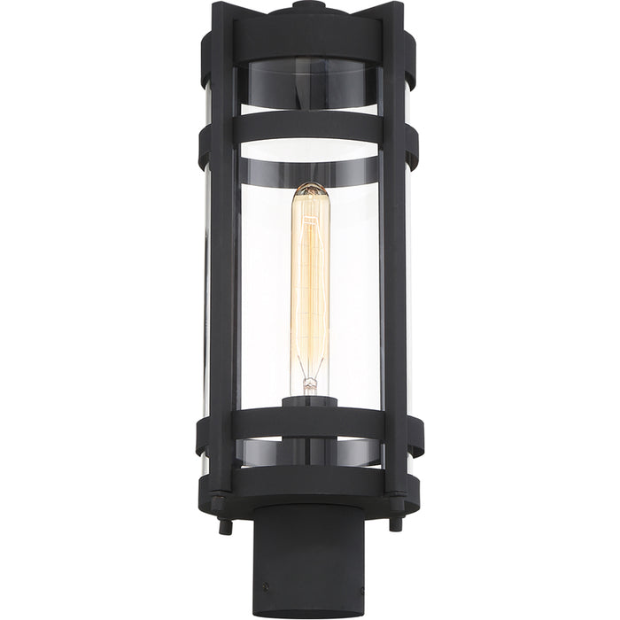 SATCO/NUVO Tofino 1-Light Post Lantern Textured Black Finish With Clear Seeded Glass (60-6575)