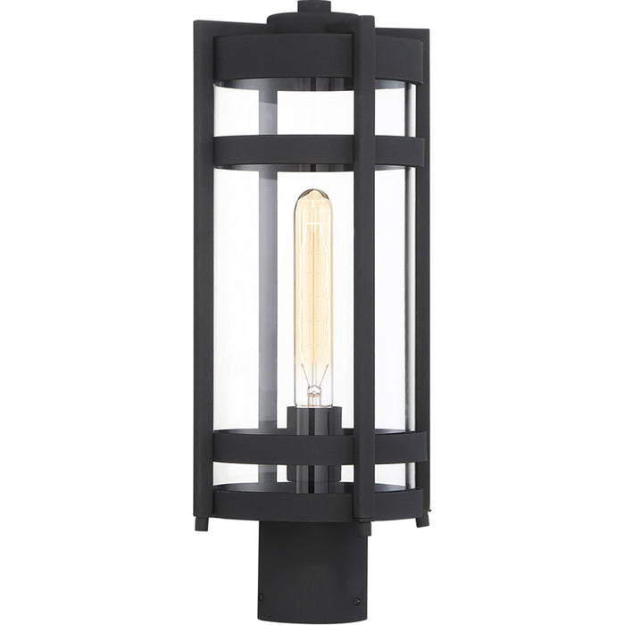 SATCO/NUVO Tofino 1-Light Post Lantern Textured Black Finish With Clear Seeded Glass (60-6575)