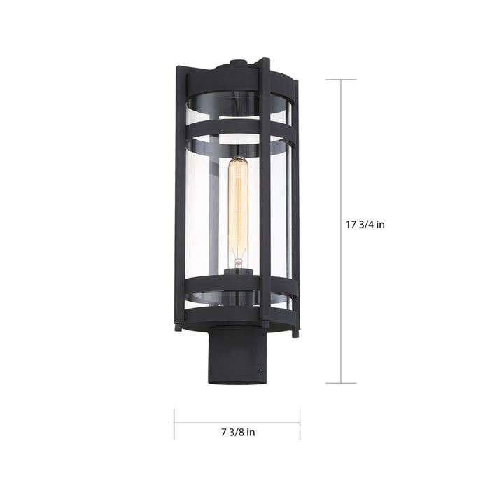 SATCO/NUVO Tofino 1-Light Post Lantern Textured Black Finish With Clear Seeded Glass (60-6575)