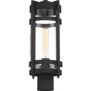 SATCO/NUVO Tofino 1-Light Post Lantern Textured Black Finish With Clear Seeded Glass (60-6575)