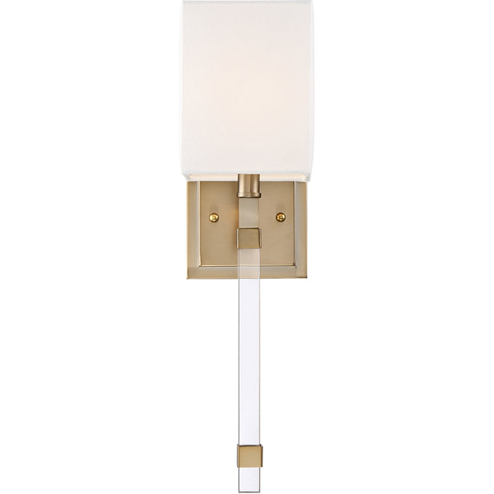 SATCO/NUVO Tompson 1-Light Wall Sconce Burnished Brass Finish With White Linen Shade (60-6681)