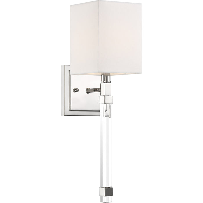 SATCO/NUVO Tompson 1-Light Wall Sconce Polished Nickel Finish With White Linen Shade (60-6682)