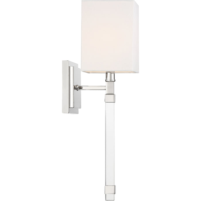 SATCO/NUVO Tompson 1-Light Wall Sconce Polished Nickel Finish With White Linen Shade (60-6682)