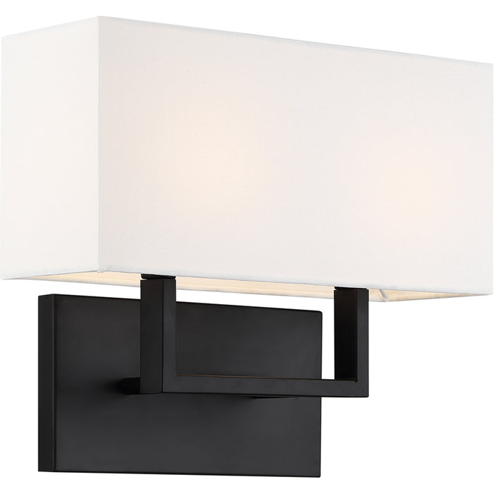 SATCO/NUVO Tribeca 2-Light Vanity Aged Bronze Finish With White Linen Shade (60-6719)