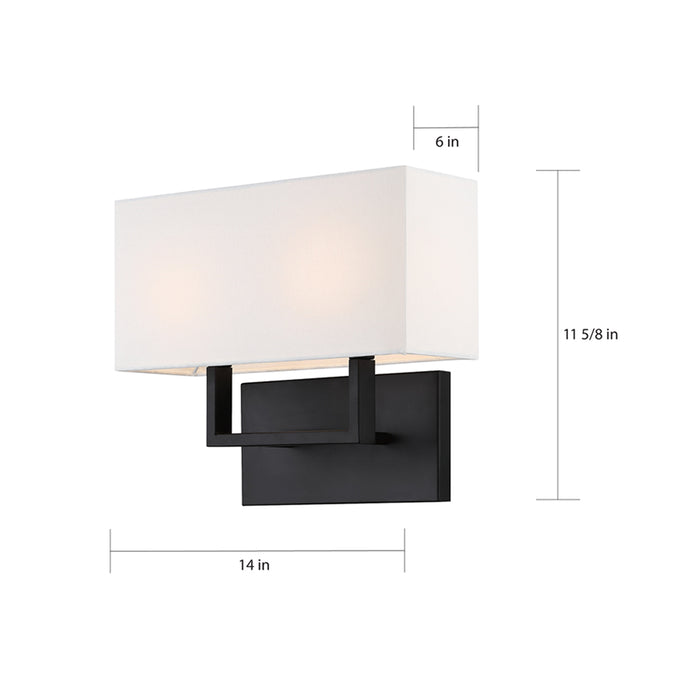 SATCO/NUVO Tribeca 2-Light Vanity Aged Bronze Finish With White Linen Shade (60-6719)