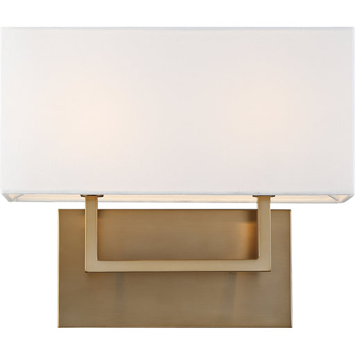SATCO/NUVO Tribeca 2-Light Vanity Burnished Brass Finish With White Linen Shade (60-6717)