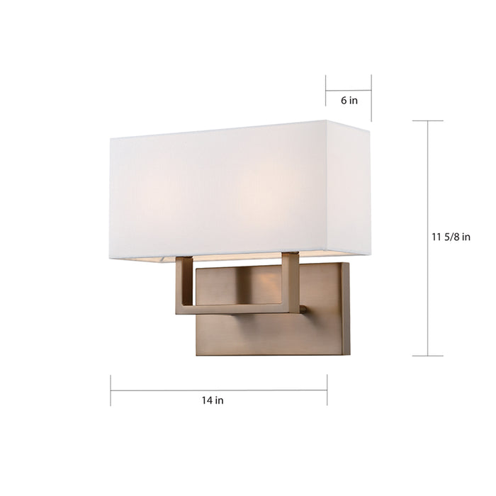 SATCO/NUVO Tribeca 2-Light Vanity Burnished Brass Finish With White Linen Shade (60-6717)