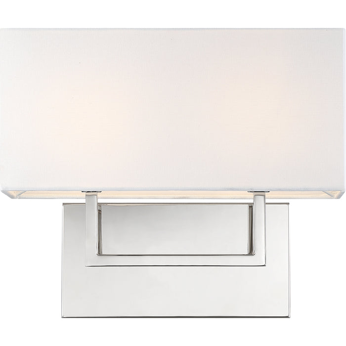 SATCO/NUVO Tribeca 2-Light Vanity Polished Nickel Finish With White Linen Shade (60-6718)