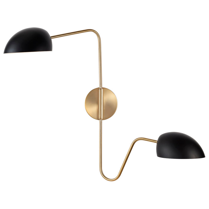 SATCO/NUVO Trilby 2-Light Wall Sconce Matte Black With Burnished Brass (60-7393)