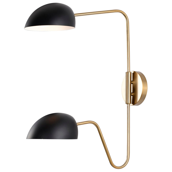 SATCO/NUVO Trilby 2-Light Wall Sconce Matte Black With Burnished Brass (60-7393)