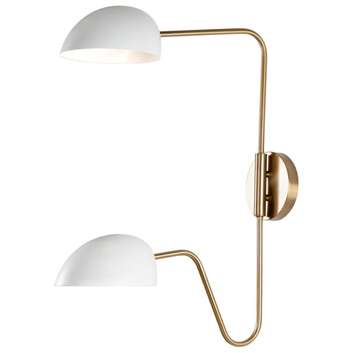 SATCO/NUVO Trilby 2-Light Wall Sconce Matte White With Burnished Brass (60-7394)