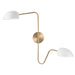 SATCO/NUVO Trilby 2-Light Wall Sconce Matte White With Burnished Brass (60-7394)