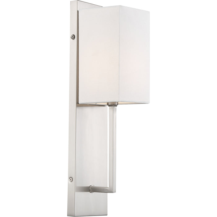 SATCO/NUVO Vesey 1-Light Wall Sconce Brushed Nickel Finish With White Linen Shade (60-6691)