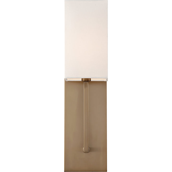 SATCO/NUVO Vesey 1-Light Wall Sconce Burnished Brass Finish With White Linen Shade (60-6692)