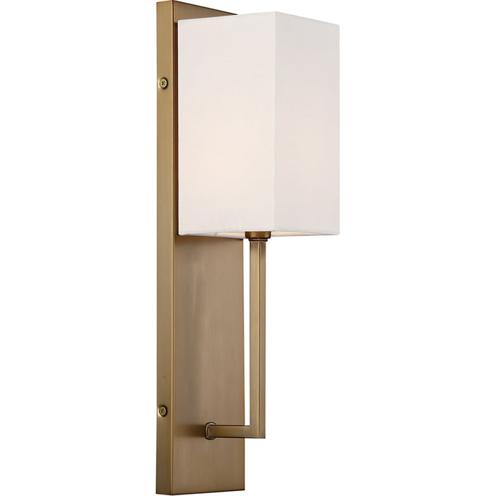 SATCO/NUVO Vesey 1-Light Wall Sconce Burnished Brass Finish With White Linen Shade (60-6692)