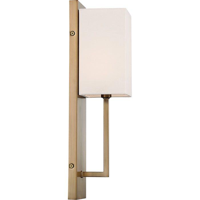 SATCO/NUVO Vesey 1-Light Wall Sconce Burnished Brass Finish With White Linen Shade (60-6692)