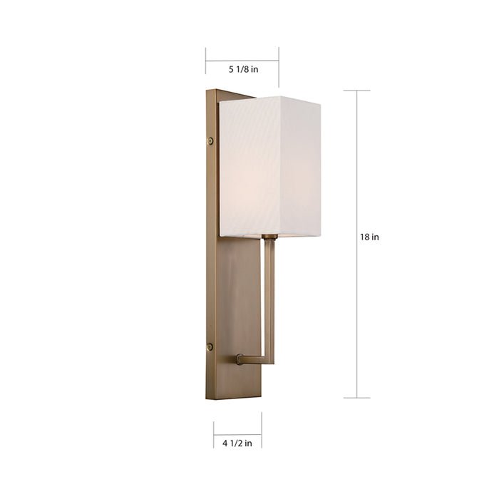 SATCO/NUVO Vesey 1-Light Wall Sconce Burnished Brass Finish With White Linen Shade (60-6692)