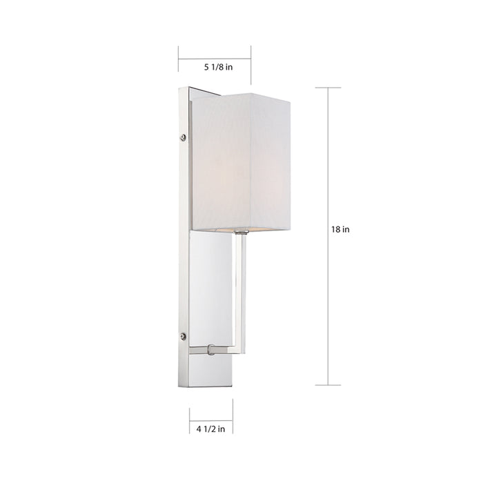 SATCO/NUVO Vesey 1-Light Wall Sconce Polished Nickel Finish With White Linen Shade (60-6693)