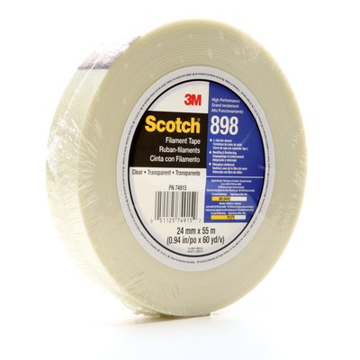 3M - 74915 Scotch Filament Tape 898 Clear 24 Mm X 55 M 6.6 Mil Individually Wrapped (7010375602)