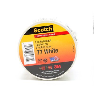 3M - 60334 Scotch Fire-Retardant Electric Arc Proofing Tape 77W 1-1/2 Inch X 20 Foot White/Gray (7100080070)