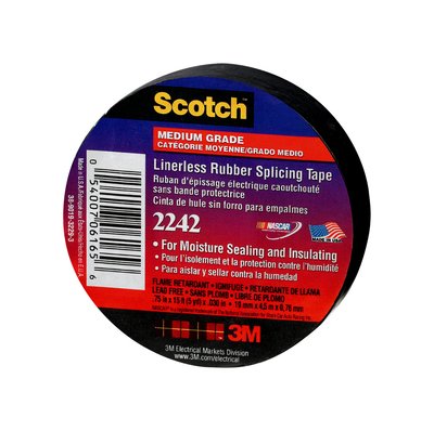 3M - 06165 Linerless Electrical Rubber Tape 2242-3/4 Inch X 15 Foot 1 Inch Core Black (7000058491)