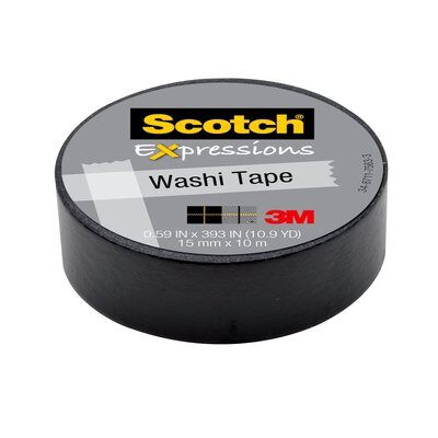 3M - 96428 Scotch Expressions Washi Tape C314-Blk .59 Inch X 393 Inch 15 Mm X 10 M Black (7100019585)