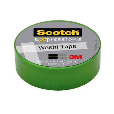 3M - 96392 Scotch Expressions Washi Tape C314-Grn .59 Inch X 393 Inch 15 Mm X 10 M Green (7100019517)