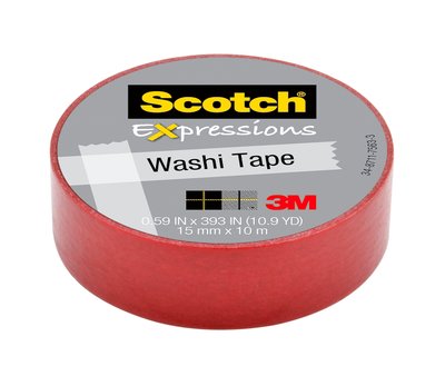 3M - 96989 Scotch Expressions Tape C314-Red .59 Inch X 393 Inch 15 Mm X 10 M Red (7000123220)