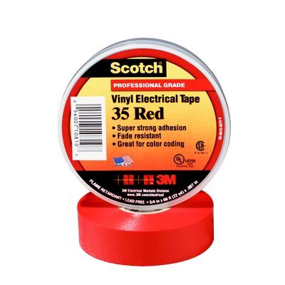 3M - 10810 Scotch Vinyl Color Coding Electrical Tape 35 3/4 Inch X 66 Foot Red (7000006094)