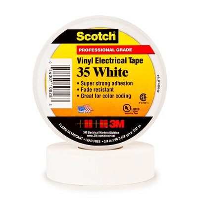 3M - 10232 Scotch Vinyl Color Coding Electrical Tape 35-1/2 Inch X 20 Foot White (7000058436)