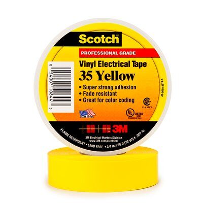 3M - 10844 Scotch Vinyl Color Coding Electrical Tape 35 3/4 Inch X 66 Foot Yellow (7000006096)