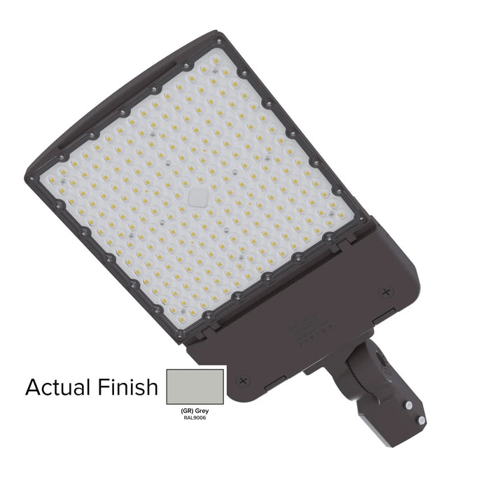 ESL Vision AL Series 320W Maximum CCT Adjustable 3000K/4000K/5000K Built In Receptacle/Shorting Cap 120-277V Photocell Slip Fitter T3 Left Lens Grey Finish (ESL-AL-200320W-13050-GRSF-T3L-PC)