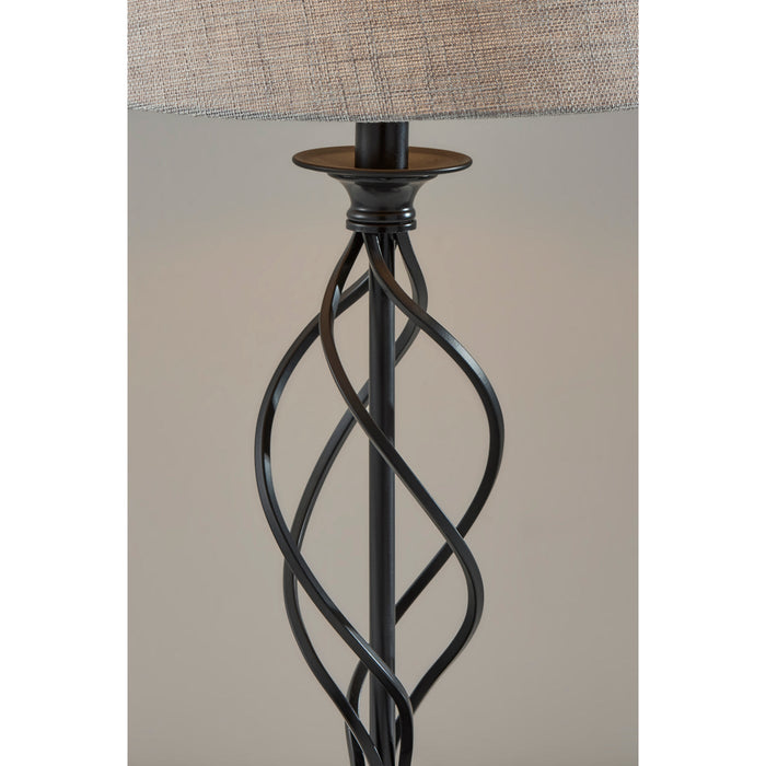 Adesso Simplee Adesso Darcy Table Lamp Black With Grey Tall Shade (SL3978-02)