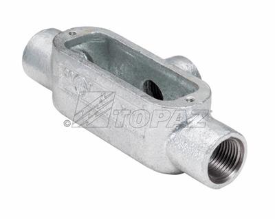 Southwire TOPAZ 1-1/2 Inch Rigid Conduit Body Threaded T Type Malleable Iron Hot Dip Galvanized (T5MHDG)