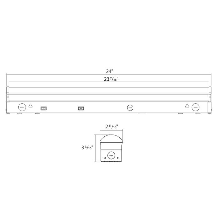 RAB LED Strip 2 Foot Wattage/CCT Selectable 19W/14W/10W 5000K/4000K/3000K Junction Box Adapter White (SR2)