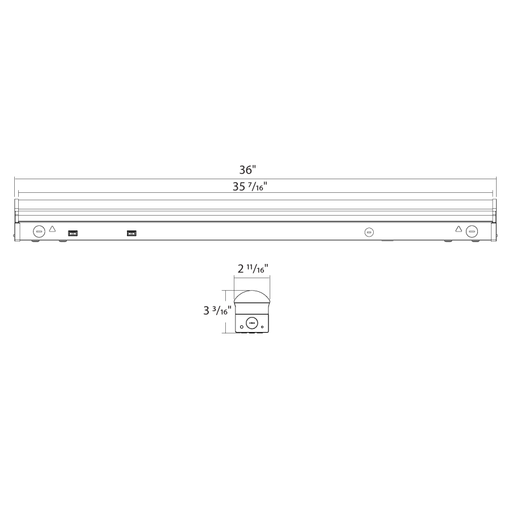 RAB 3 Foot SR Strip Light Wattage/CCT Selectable 30W/26W/22W/18W/14W 3500K/4000K/5000K/5700K/6500K J-Box Adaptor (SR3)