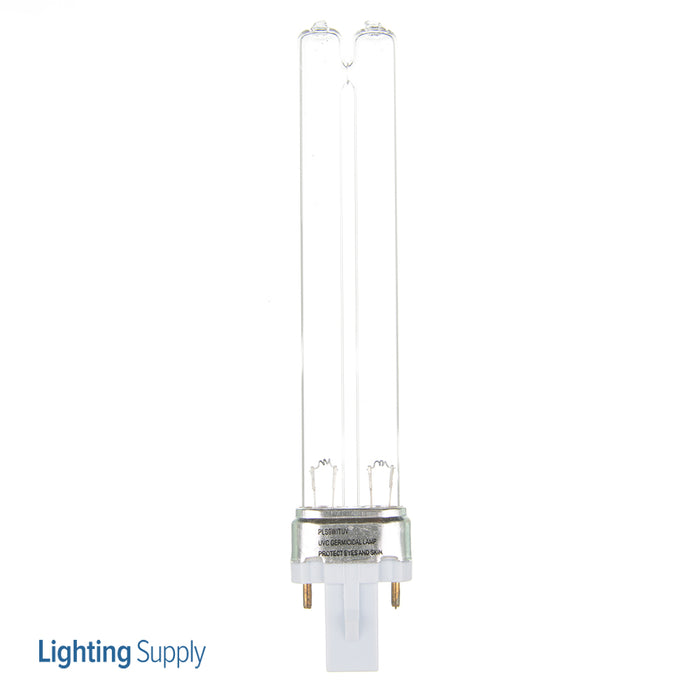 Standard 9W Twin Tube Compact Fluorescent 60V Bi-Pin G23 Plug-In Base UV-C 254nm Germicidal Bulb (TUVPL-S9W/2P) Warning! See Description For Important Safety Notice