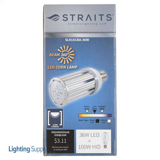 Straits Lighting SL915CBA-36W-E39 (4000K) LED Corn Cob Lamp 36W 85/277V 4000K 4644Lm Non-Dimmable E39 Base 80 CRI (15020038)