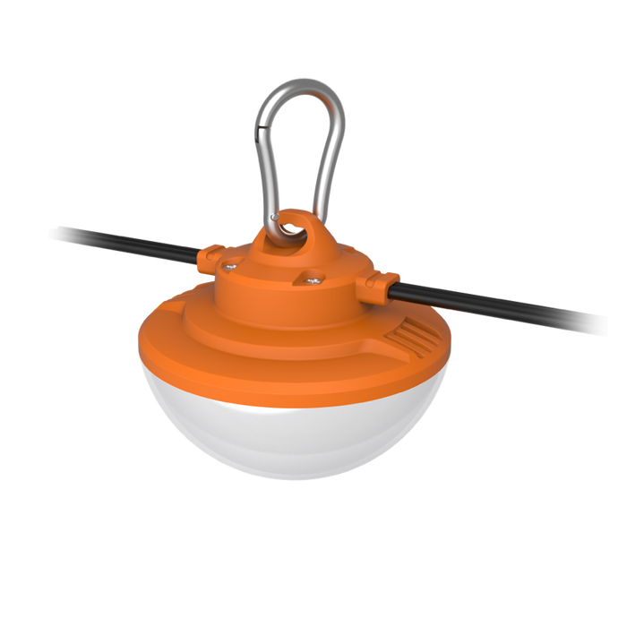 RAB LED Temporary String Light 10 Bulbs 1200Lm Per Bulb Integrated Hanging Hook On Each Lamp 100 Foot SPT-2W 18/2 AWG Power Cord (STRING17-100)