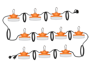 RAB LED String Light Portable Work Light 100 Foot 80 CRI 5000K 16000Lm Orange 120V (STRING34-100G)
