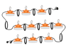 RAB LED String Light Portable Work Light 100 Foot 80 CRI 5000K 16000Lm Orange 120V (STRING34-100G)