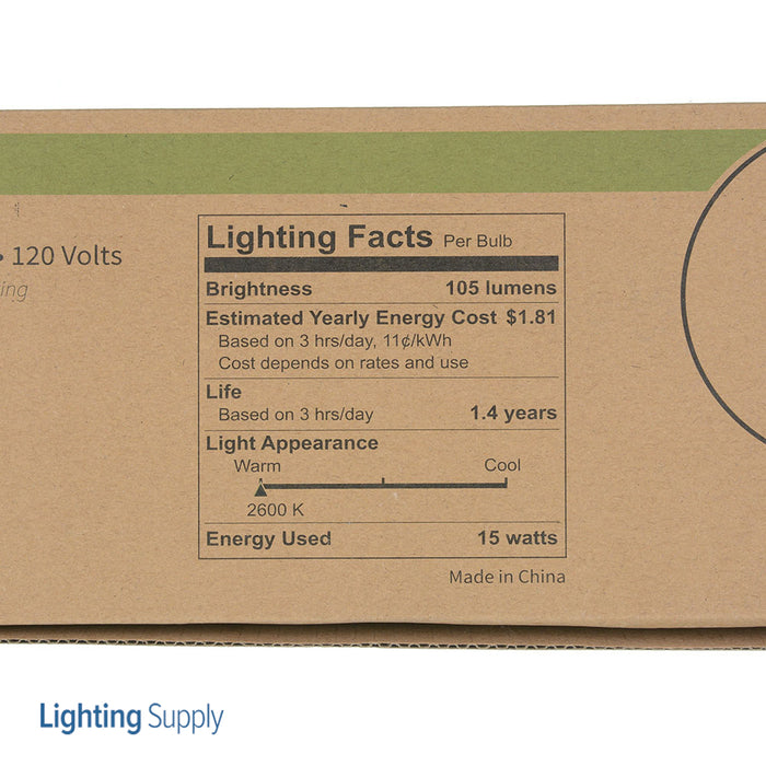 Sunlite 15G16.5/CL/12PK Incandescent 15W 105Lm 2600K G16.5 Lamp 12 Pack (40148-SU)