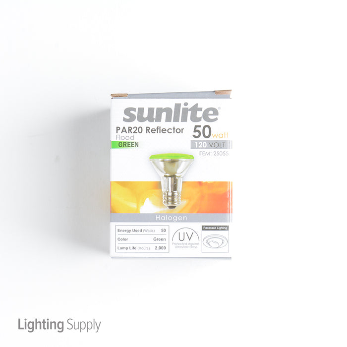 Sunlite 50PAR20/HAL/NFL/G Green Halogen 120V 50W Parabolic Reflector PAR20 Medium E26 Dimmable (25055-SU)