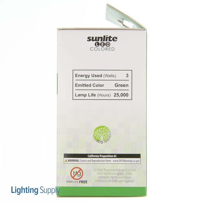 Sunlite A19/3W/G/LED Green LED 120V 3W 130Lm A19 Medium E26 Non-Dimmable (80146-SU)