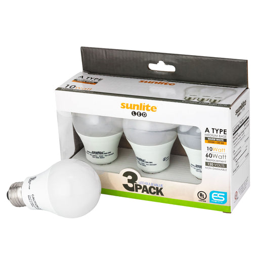 Sunlite A19/LED/9W/50K/3PK LED 5000K 120V 9W 800Lm A19 Medium E26 Non-Dimmable Sold As 3-Pack (80739-SU)